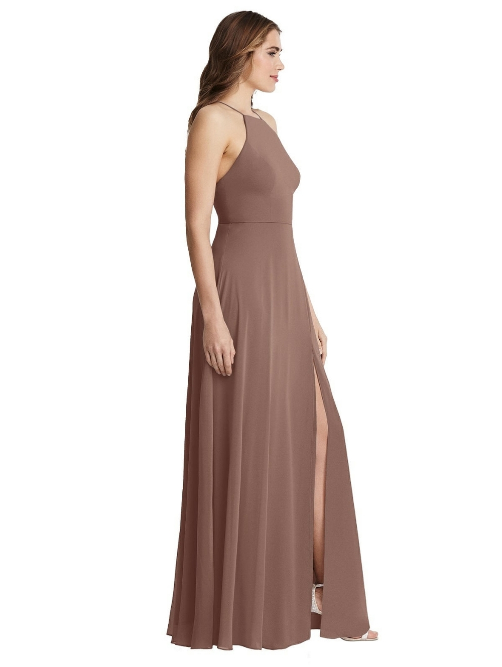 Lovely Bridesmaid Sienna Chiffon Maxi Dress Size 4R NWT | High Neck Slit Formal - Picture 5 of 15